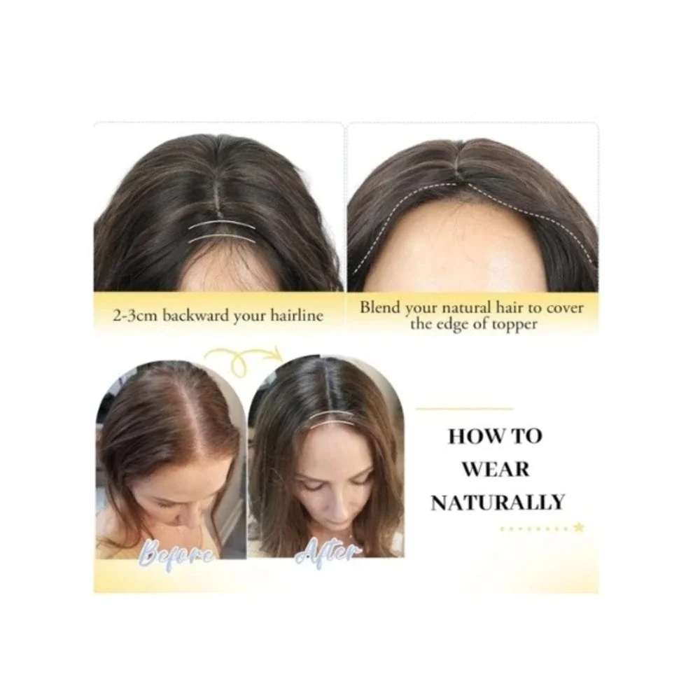 Ms Taj 16 Inch Clip In Hair Topper Wavy Synthetic Black Hairpiece Silk Base